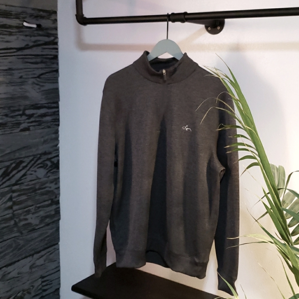 1/4 Zip Sweater Gray Greg Norman Large